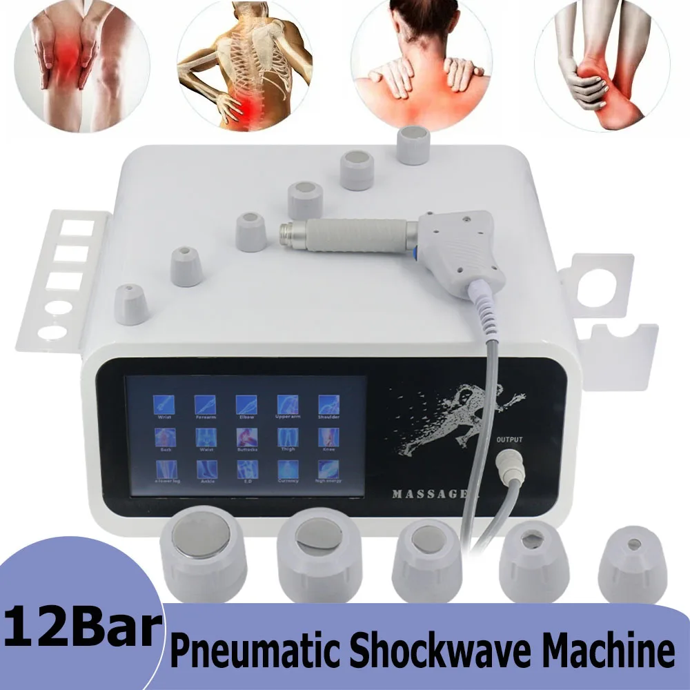 

Новинка 2023, устройство для физической терапии 12 бар, пневматическая радиальная ударная волна, эффективное удаление боли, расслабление тела, массажные инструменты