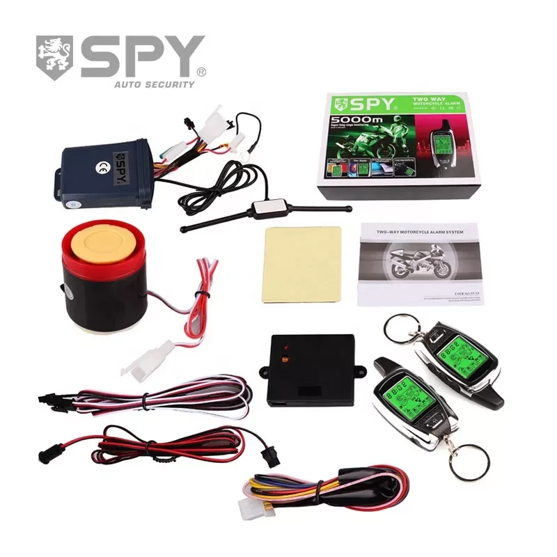 

2020 SPY 2 Way Motorcycle Alarm System with Remote Engine Start Starter Microwave Sensor Colorful LCD Pager Display