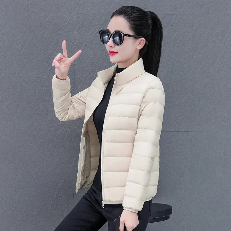 Winter New Women's Down Coat Cropped Stand Collar Lightweight Two-Open Slims Smooths Your Silhouette Warm Duck Jacket