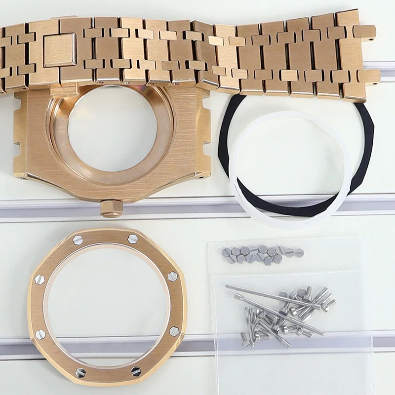 Роскошные Восьмиугольные Чехлы для часов из розового золота 41 мм браслеты