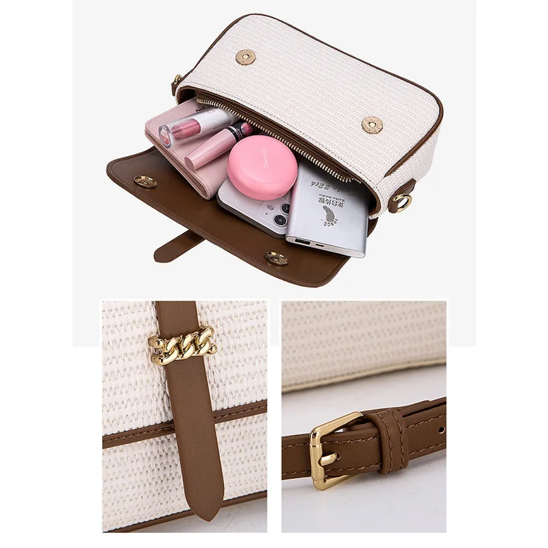 2022 New Women's Bag Contrast Color Small Square Bag Western Style Fashion Retro High-End Women's One-Shoulder Messenger Bag