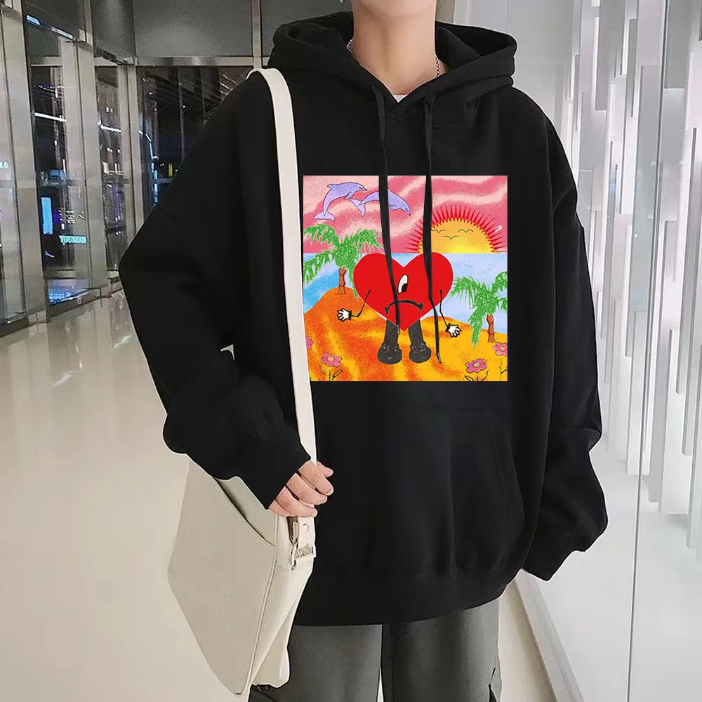 

Толстовка с изображением плохого кролика для мужчин и женщин, толстовка без декора музыкального альбома в стиле Харадзюку, модная уличная о...