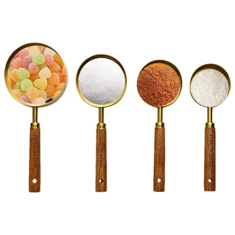 4 шт. мерная ложка столовые ложки с деревянной ручкой из акации штабелируемые