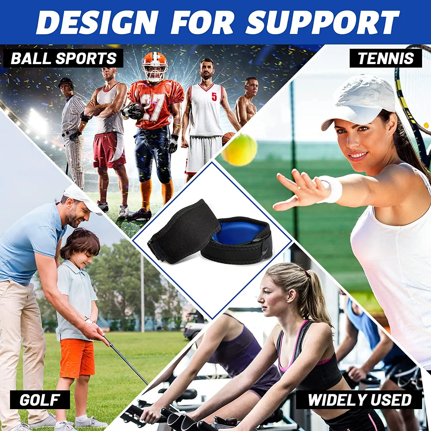 2 упаковки бандаж на колено для тенниса с компрессионной накладкой