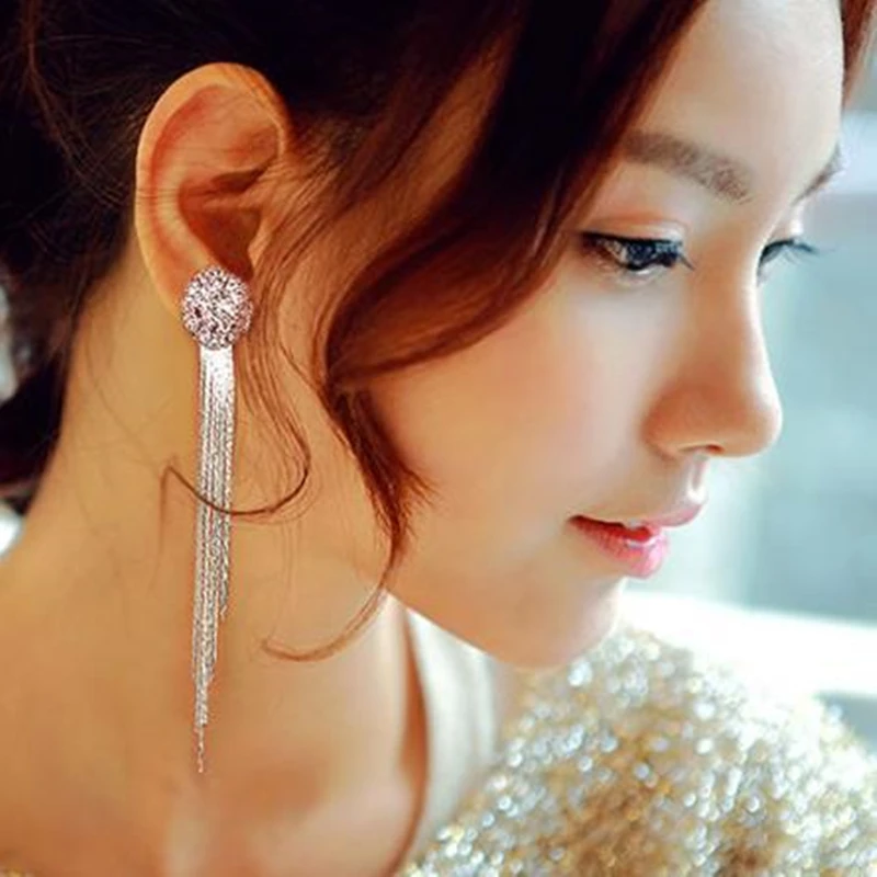 Fashion S925 silver needle earrings, temperament, lovely star earrings Super fairy exquisite long tassel earrings RS048