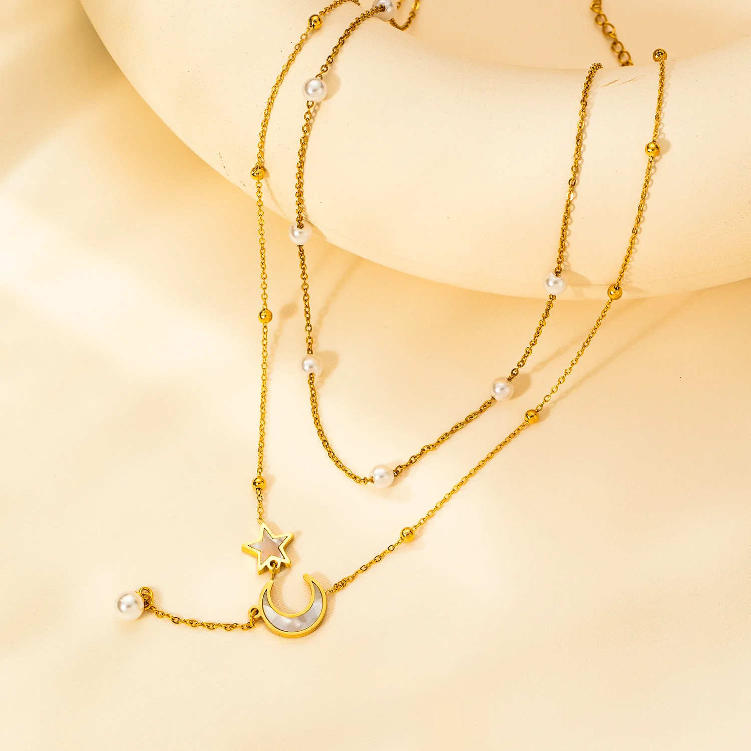 Шикарные ювелирные изделия из нержавеющей стали 316L 2-слойная звезда луна любовь