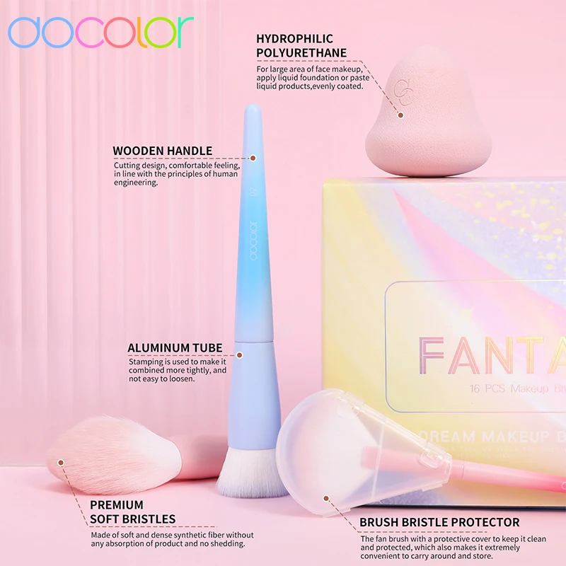 Docolor FANTASY Ⅲ 16 шт. кисти для макияжа с сумкой