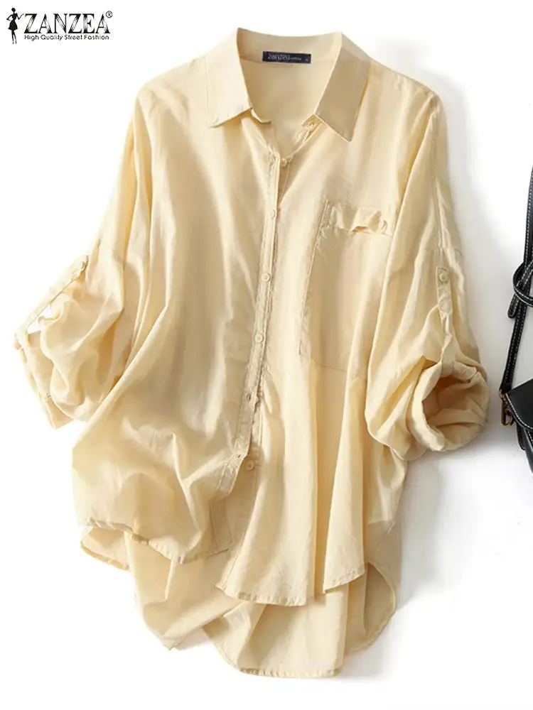 

Oversized Fashion Women Blouse Blusas Femininas Long Sleeve Shirts ZANZEA 2023 Office Lady Loose Tops Tunic Casual Solid Chemise
