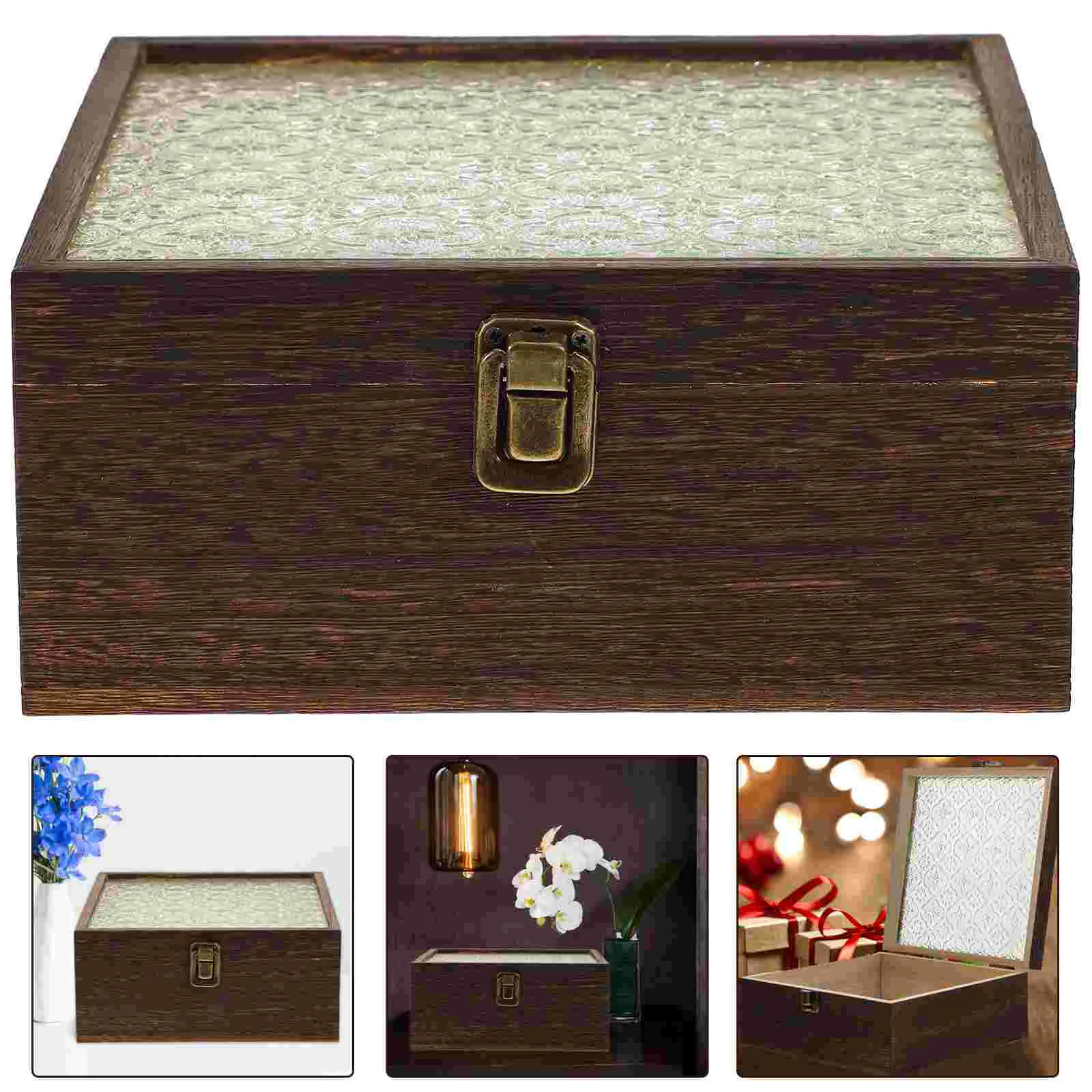 

Wood Jewelry Storage Box Trinket Jewelry Case Jewelry Organizer with Glass Window
