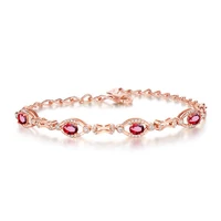 hoyon red ruby bracelet for women silver red gemstone bracelet 18 rose gold chain diamond wedding wristband