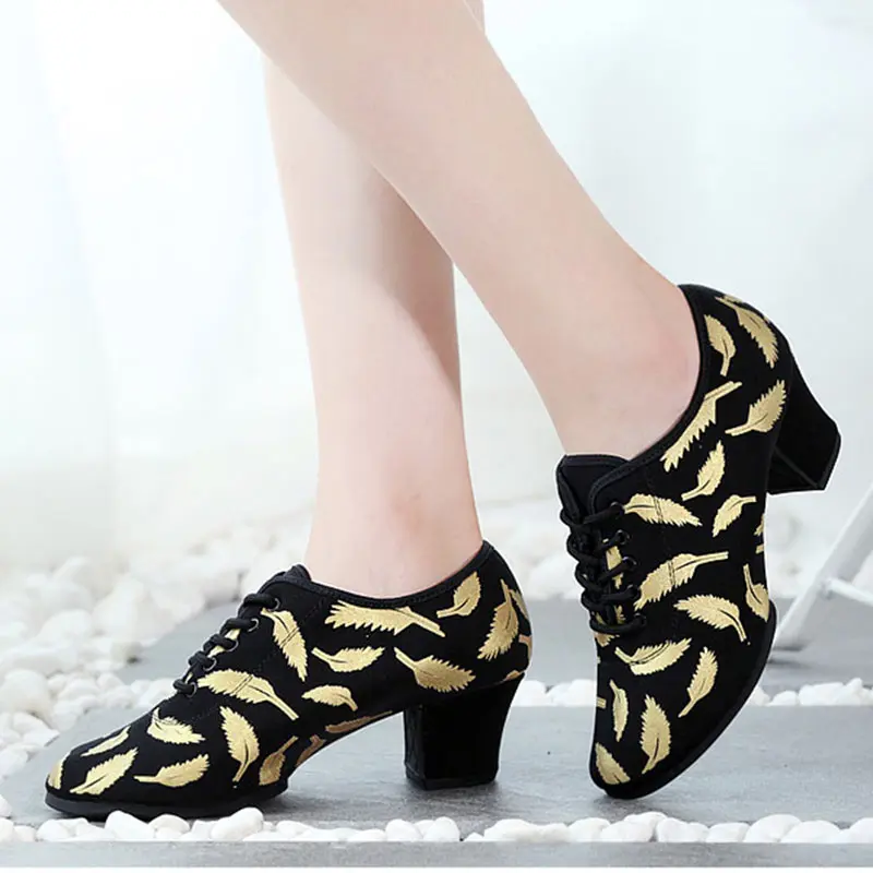 Women's Modern Latin Dance Shoes Ballroom Jazz Salsa Dancing Shoes 3cm 5cm Heels Soft Girls Ladies Practice Tango Dance Sneakers