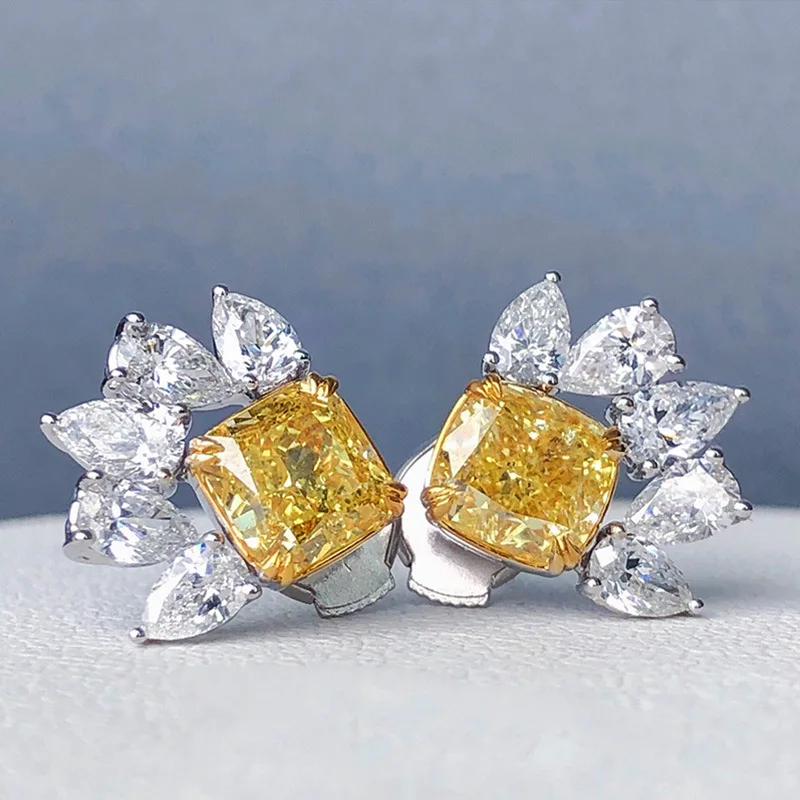 

Uilz Trendy Big Water Drop Shape Stud Earrings for Women Little Fresh Bright Yellow CZ Female Wedding Party Accessories