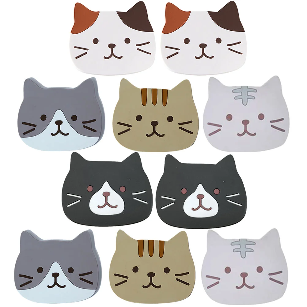 

Cat Coaster PVC Tumbler Pads Anti-skid Cup Mats Heat-resistant Bottle Pattern Kitchen Silicone Placemat