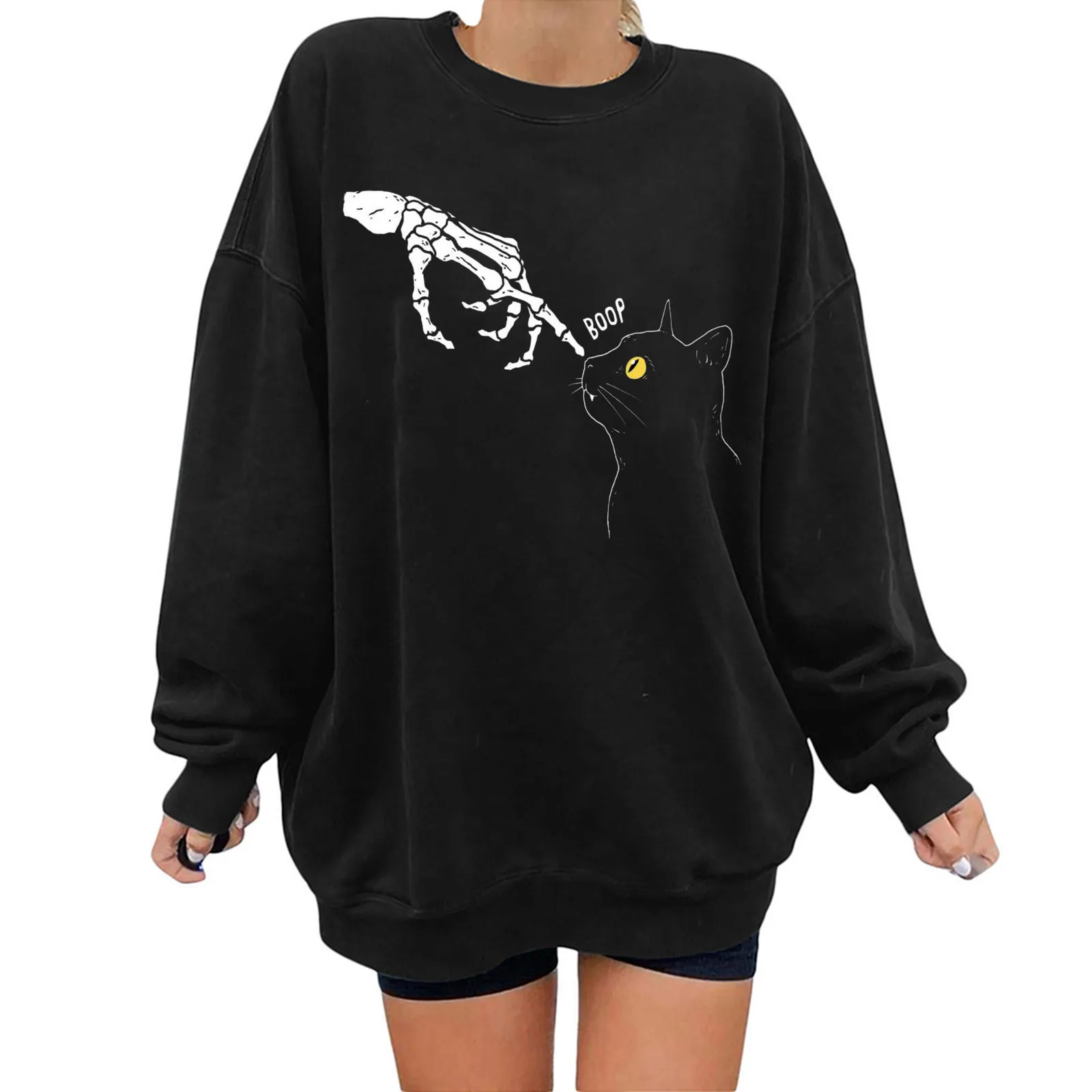 

Women Sweatshirt Crew Neck Long Sleeve Casual Loose Pullover Light Sweaters Women Drawstring Sweatshirt