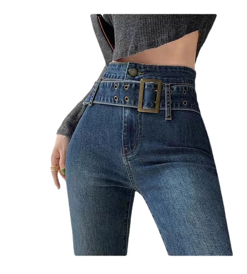 

New Retro High Waist Jeans for Women Slimming Bootcut Pants Spring and Summer Mopping European and American Fashion A208