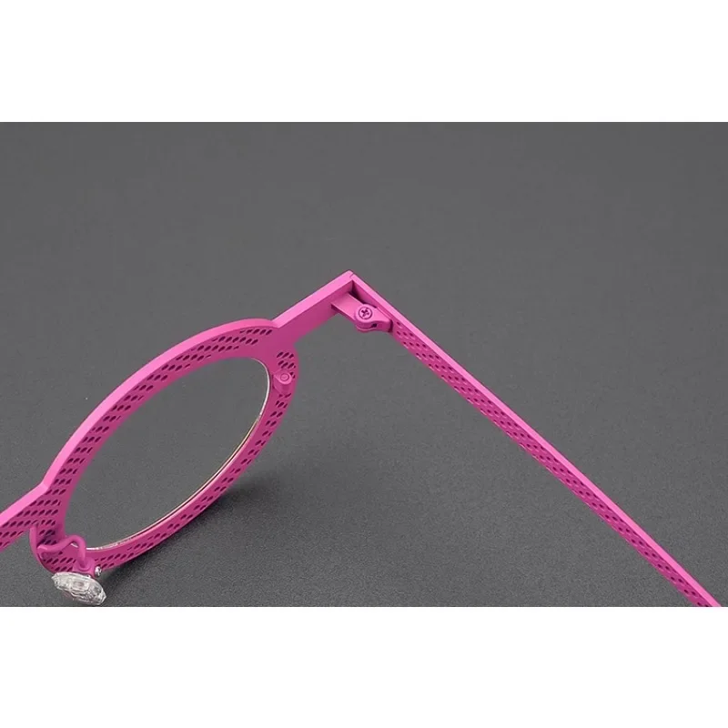 Модные круглые очки из чистого титана полые цветные в оправе женские