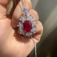 huitan 2022 wedding necklace for women luxury redwhite cubic zirconia bridal marriage ceremony party pendant necklace jewelry