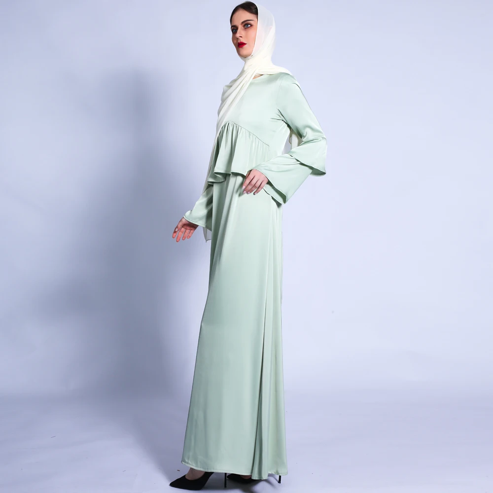 Muslim Fashion Long Abaya Flare Sleeve Dress Maxi Women Fancy Matte Ball Gown Evening Dress for Gorgeous Party