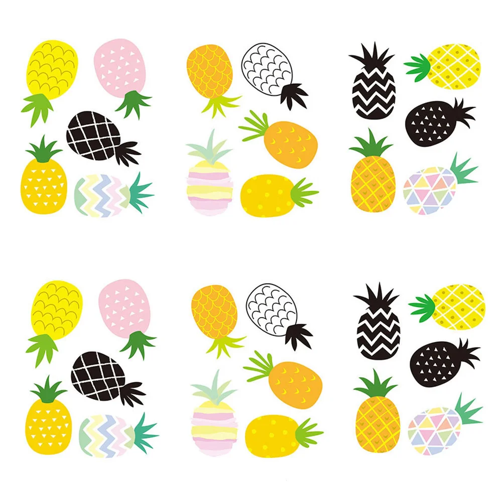 

6 Pineapple Pattern Wall Sticker Creative Wall Paper Decorative Wall Decal