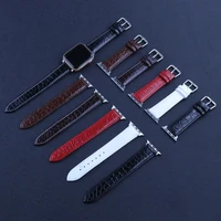 genuine leather steel buckle crocodile pattern watch strap for apple watch iwatch series7 6 54321 38 40 41 mm 42 44 45mm