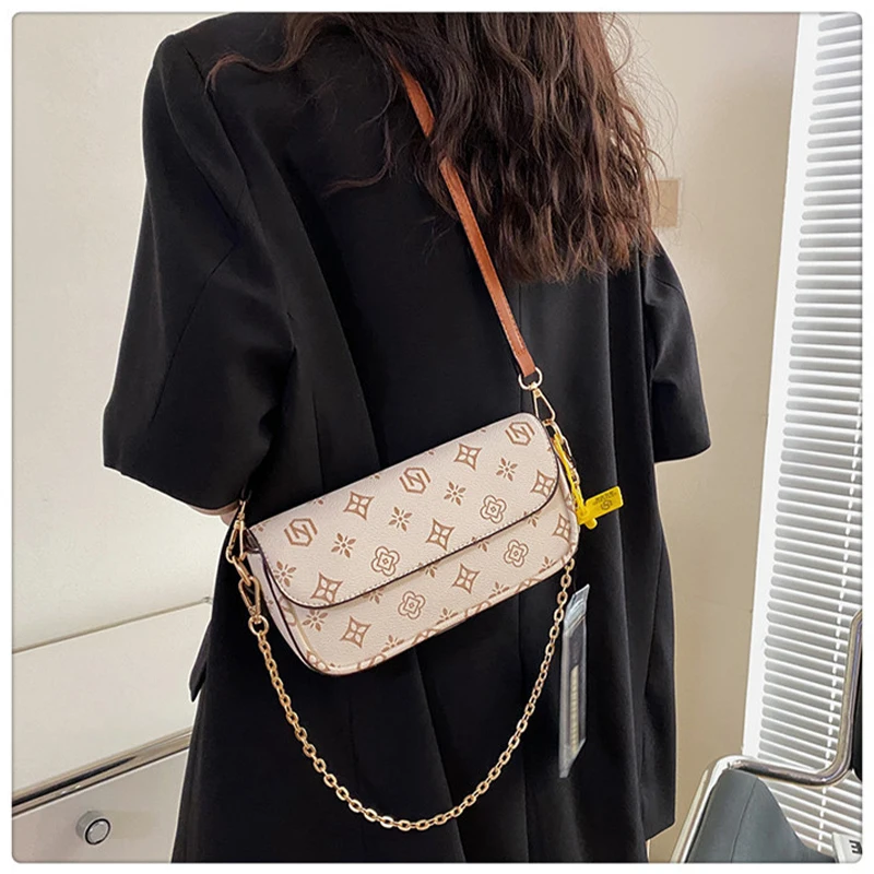 

Женская сумка через плечо в стиле ретро с принтом, мессенджер из искусственной кожи на цепочке, дизайнерский Роскошный кошелек, дамские сумочки