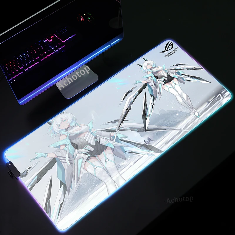 genshin impact anime mouse pad pc gamer rgb computer laptop led keyboard mouse mat xxl luminous large mousepad keyboard desk mat free global shipping