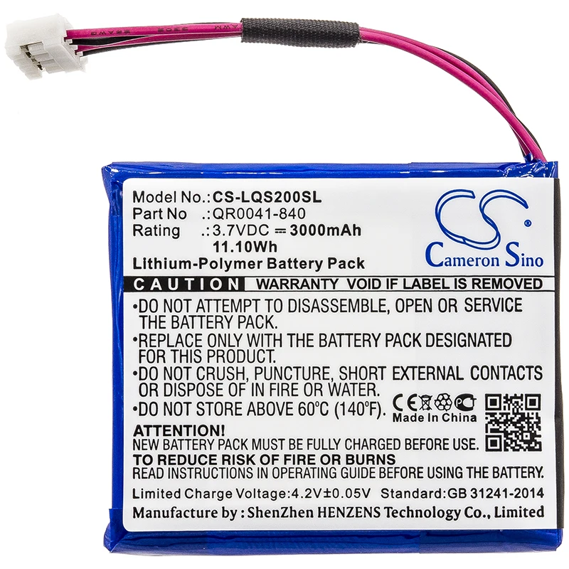 

CS 3000mAh Battery For Qolsys QR0041-840 SP584646-1S2P IQ Panel 2 IQ Panel 2 Plus IQ Panel 2 Touch Panel