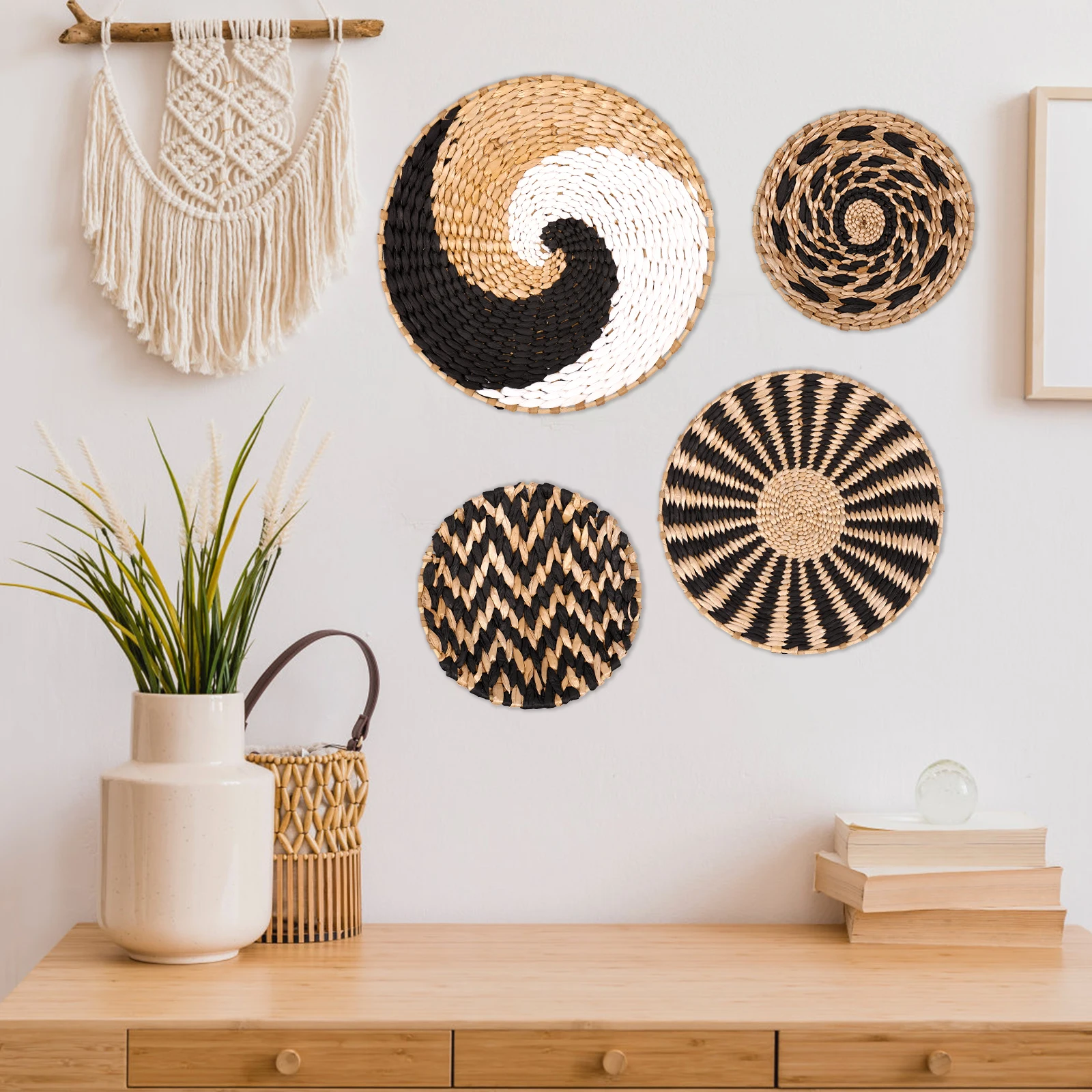 

4 шт., декоративная плетеная настенная корзина ручной работы