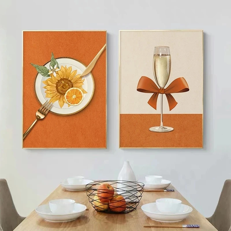 

Wall Art Modular Orange Sunflower Lemon Abstract Canvas Home Decor Pictures HD Printed Paintings Living Room Artwork No Framed