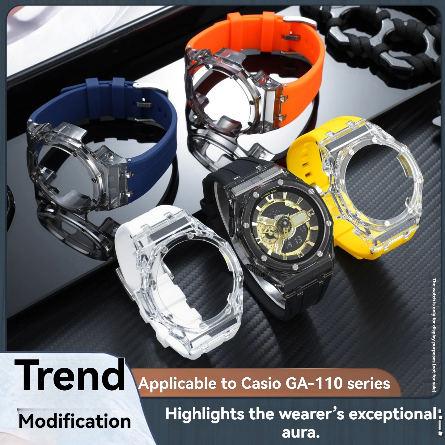 Фото Силиконовый ремешок и чехол для часов, комплект аксессуаров Black Warrior Mod для Casio G-SHOCK GA-100 GA-110 GA-120, сменный ремешок и чехол в комплекте №2