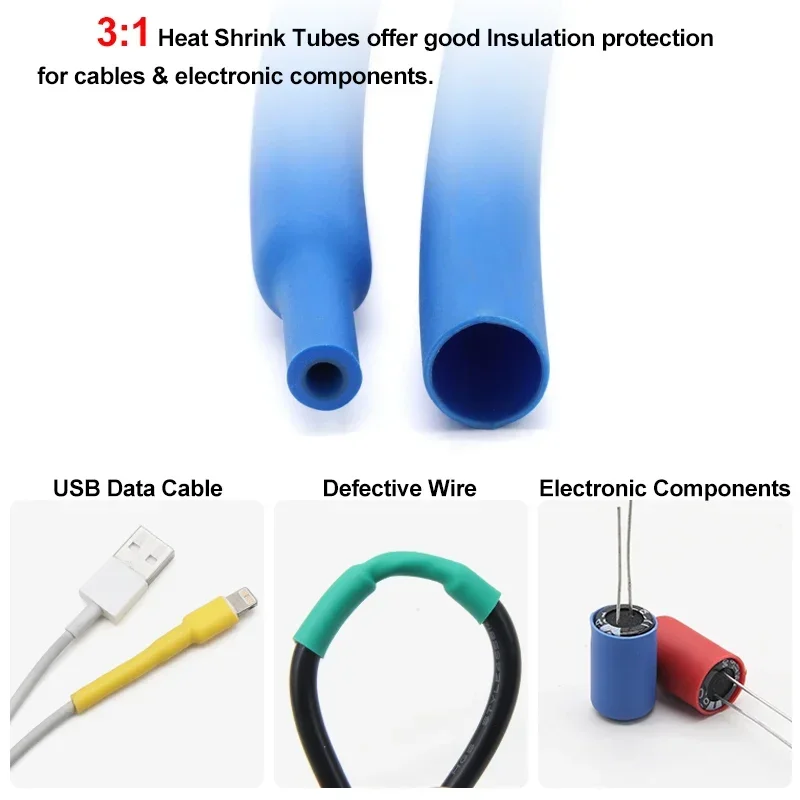 1/5/10 м 3:1 зеленая термоусадочная оболочка 1 6/2 4/3 2/4 8/6 4/7 9/9 5/12 7/15 4/19 1/25 4/30/39 мм клеевая