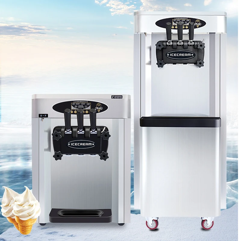 

Soft Ice Cream Machine Commercial Sundae CE 2800W 3 Flavors With Pre Cooling