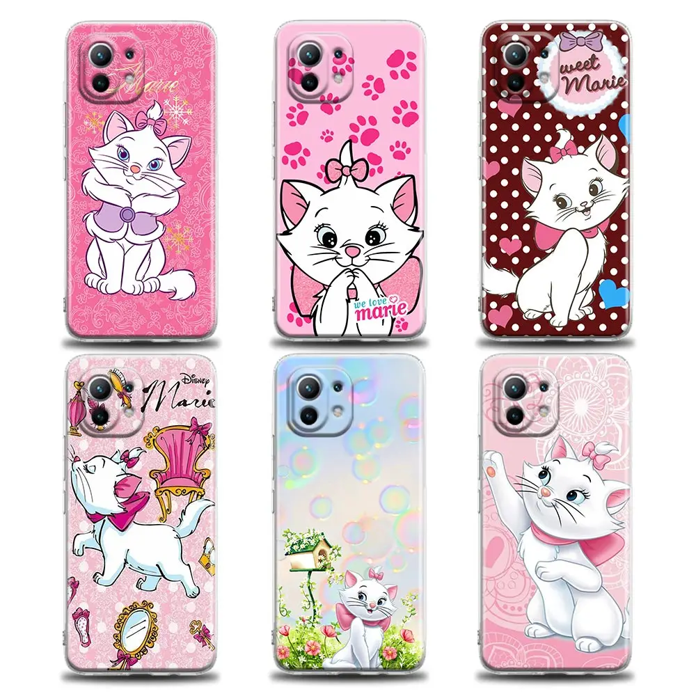 

Transparent Case For Xiaomi Mi 12 11 Lite 5G NE 12X 13 11T 12T Pro 9T Note 10 Poco X3 Pro NFC M3 F3 M5s Cover Cartoon Marie Cat