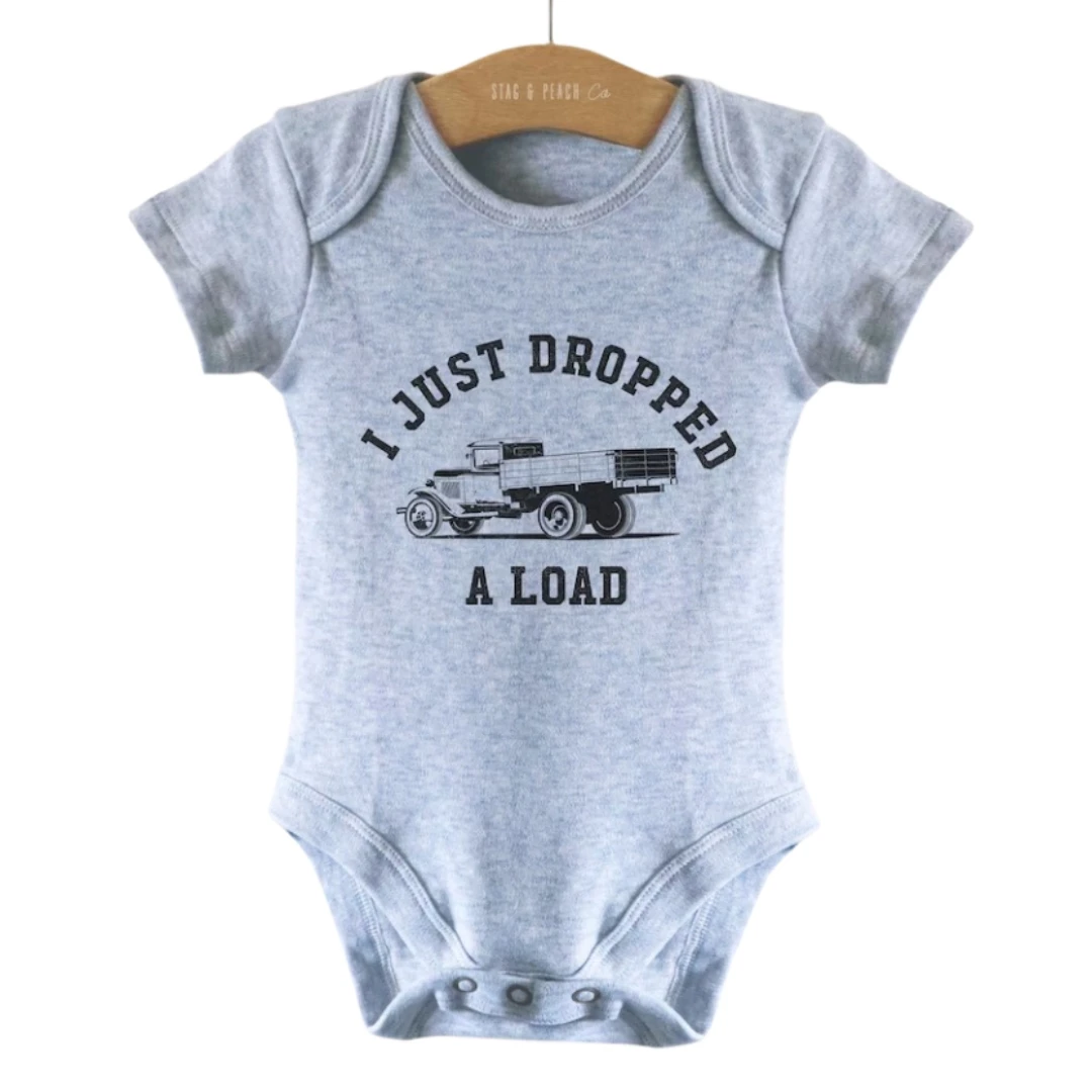 

Я только что уронил нагрузку, детское боди, грузовик для влюбленных, бэйбидуш, один кусок, тракер, подарок для ребенка