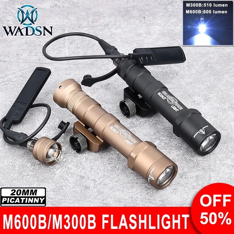 

Wadsn Metal M600B Scout LED Flashlight M600 Tactical Hunting Weapon Light with Remote Control Pressure Switch Fit 20mm Rail