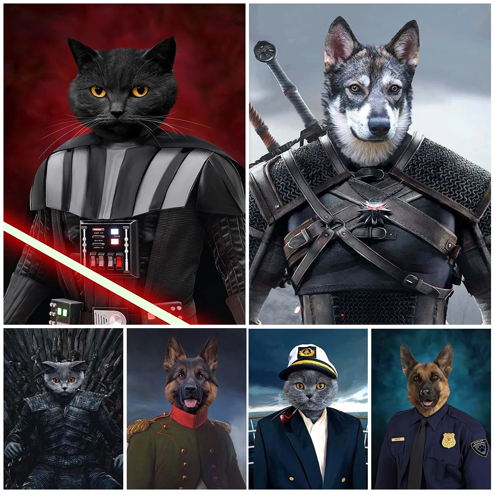 

Винтажные забавные фото животных, кошек, собак, настенные картины для гостиной, скандинавский постер, настенная Картина на холсте, домашний ...