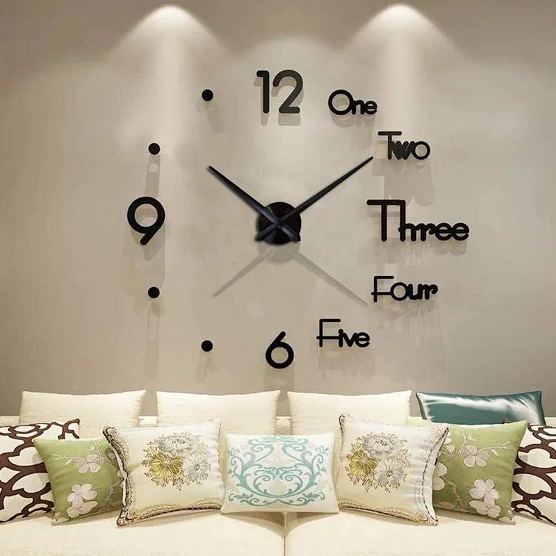 

Modern Design Large Wall Clock 3D DIY Quartz Clocks Fashion Watches Acrylic Mirror Stickers Living Room Home Decor Horloge