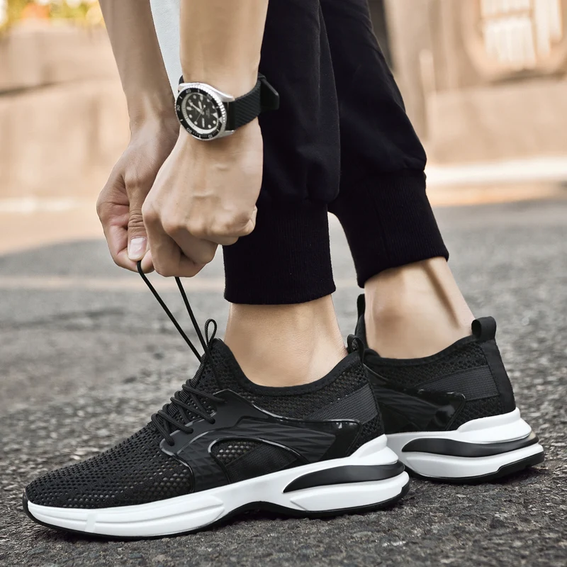 Мужские летние кроссовки дышащая обувь увеличивающая рост сетчатая стелька 6 см