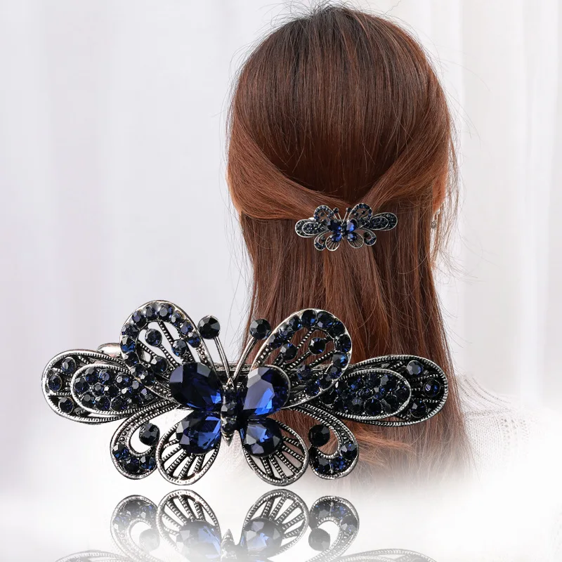 

Retro Style Crystal Butterfly Flower Hair Clip Barrettes For Women Metal Rhinestone Hair Clips Hearwear Hair Styling Accessories