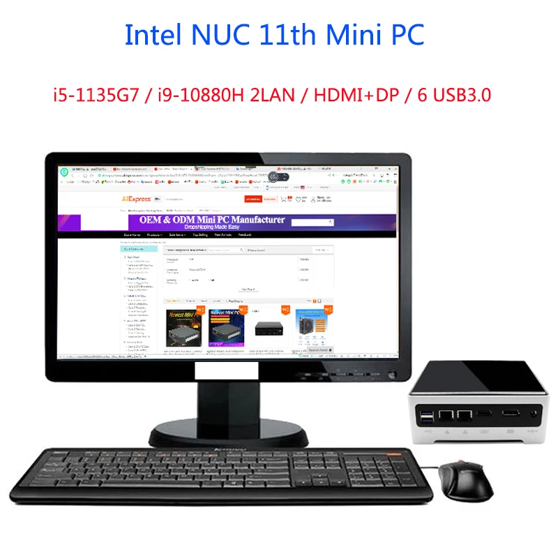 11th Gen Intel Mini PC i5 1135G7 i9 10880H M.2 NVMe  2xLan 6xUSB3.0 Office Computer Windows 10 Gamer NUC Dual Band WiFi HTPC