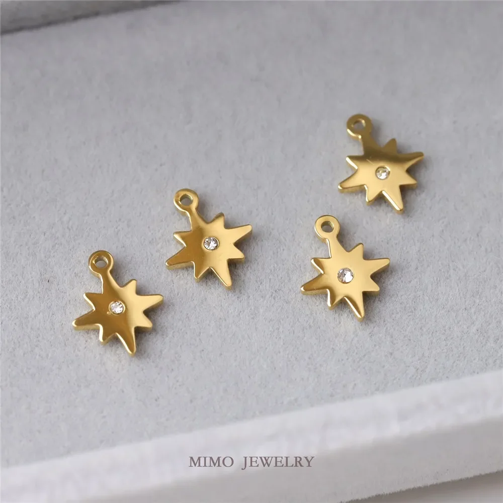 Титановая сталь с покрытием из 18-каратного золота восьмиугольная звезда циркон