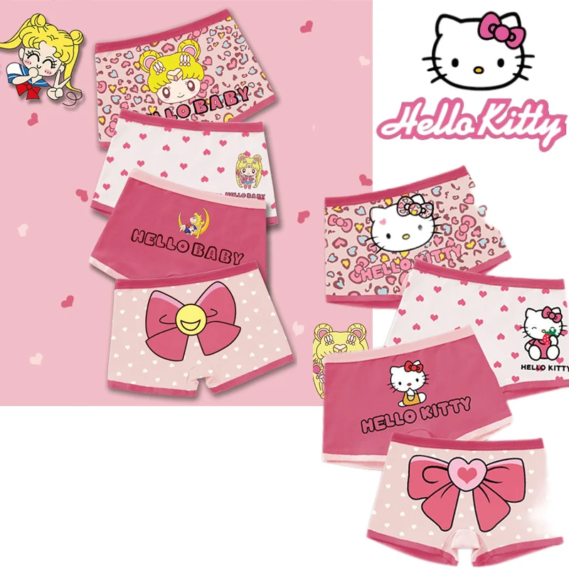 Hello Kitty Sailor Moon Underwear Kawaii Stellalou Children's Summer Thin Section Treasure Boxer Cotton Underwear Girl Shorts