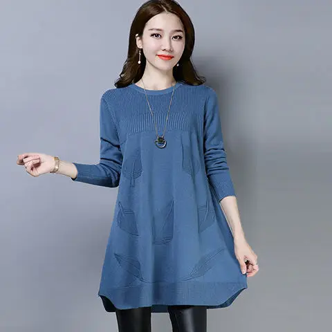 

Женский свитер с длинным рукавом, с круглым вырезом