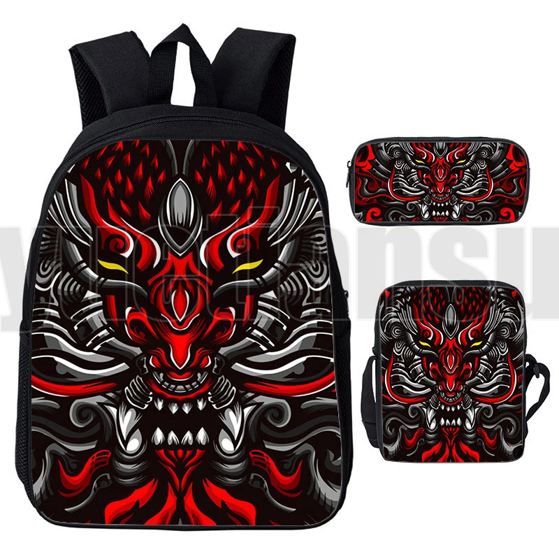 

new 3D Tiger Wolf Dragon Backpack Abstraction Animal Lion Book bag Terror Skull Ghost School Bags Kids Shoulder bag Pencil case