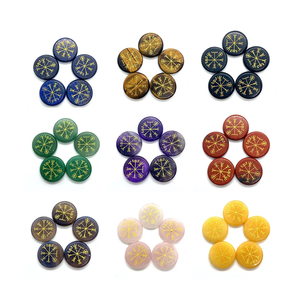 

Natural Stone Divination Stone Reiki Healing Stone Round 25mm Charm Fashion Jewelry Home Decor Bulk Rune Stone Set Wholesale
