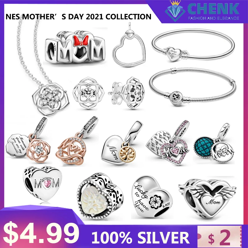 New MOTHER’S DAY 2021 COLLECTION 100% 925 Sterling Silver Charm Fit Original Pandora Bracelet Women Jewelry Custom Original Logo