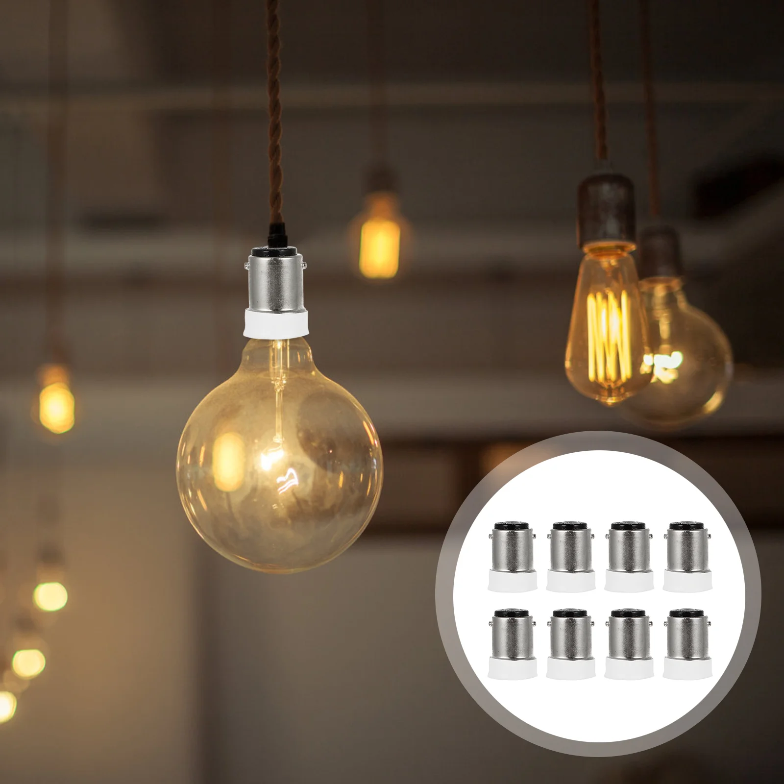 

8 Pcs LED Light Bulb Adapter B15 to E14 Base Adapter LED Light Bulb Converter