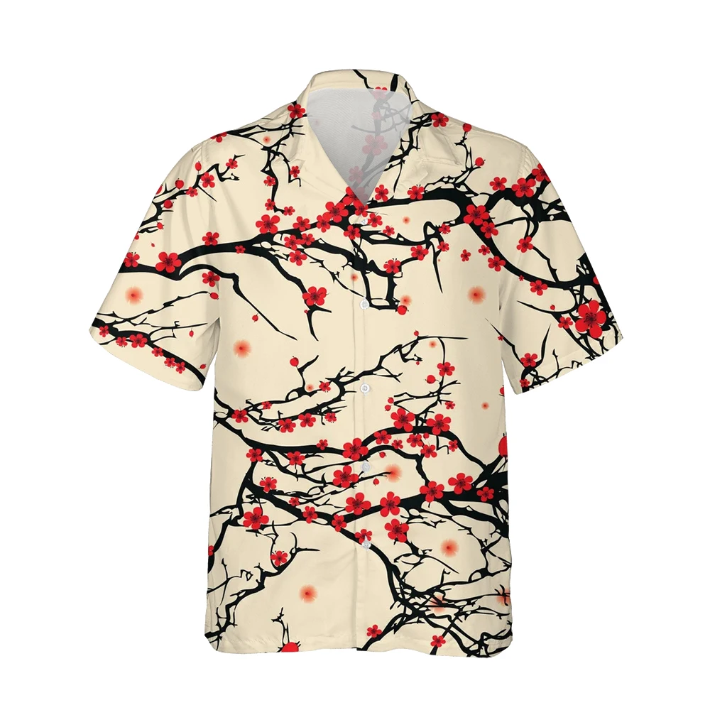 Jumeast 3d Harajuku Tree Floral Printed Mens Hawaiian Shirt Short Sleeve Vintage Clothes Fashion Shirts for Men Loose Streetwear