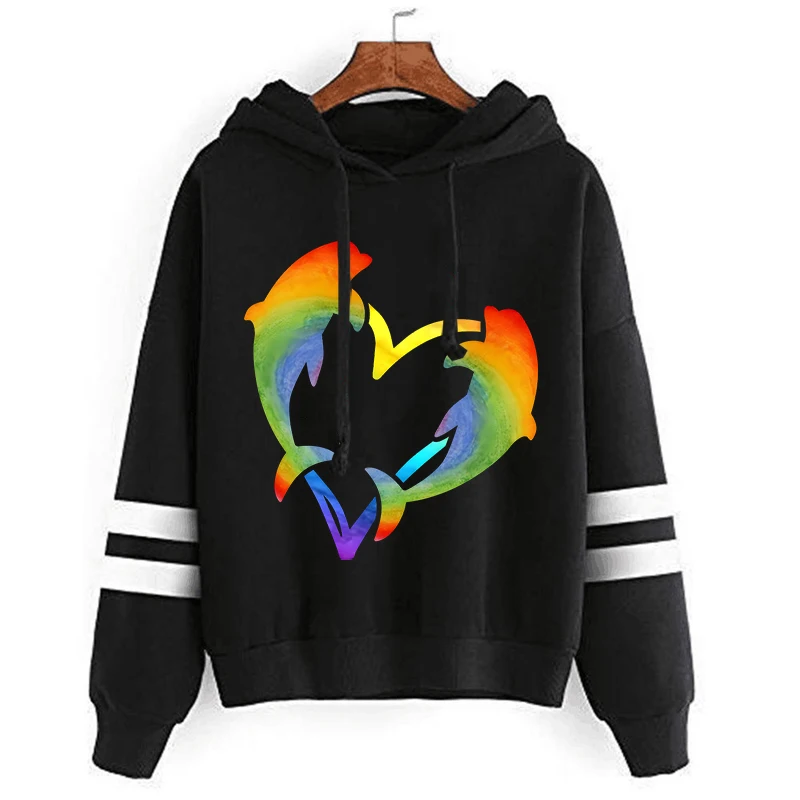 

Y2K Aesthetic Sportwear Rainbow Dolphin Hoodies Punk Pullover Lgbt Gay Pride Sweatshirt Teenager Kpop Clothes Cartoon Tops