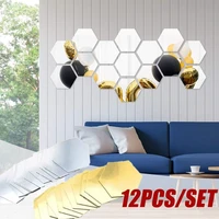 112pcs hexagon acrylic 3d mirror wall stickers living room bathroom decorative diy home decor mirror art wall decoration